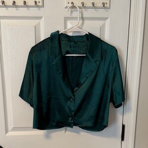 Elegant Green Satin Women's Top